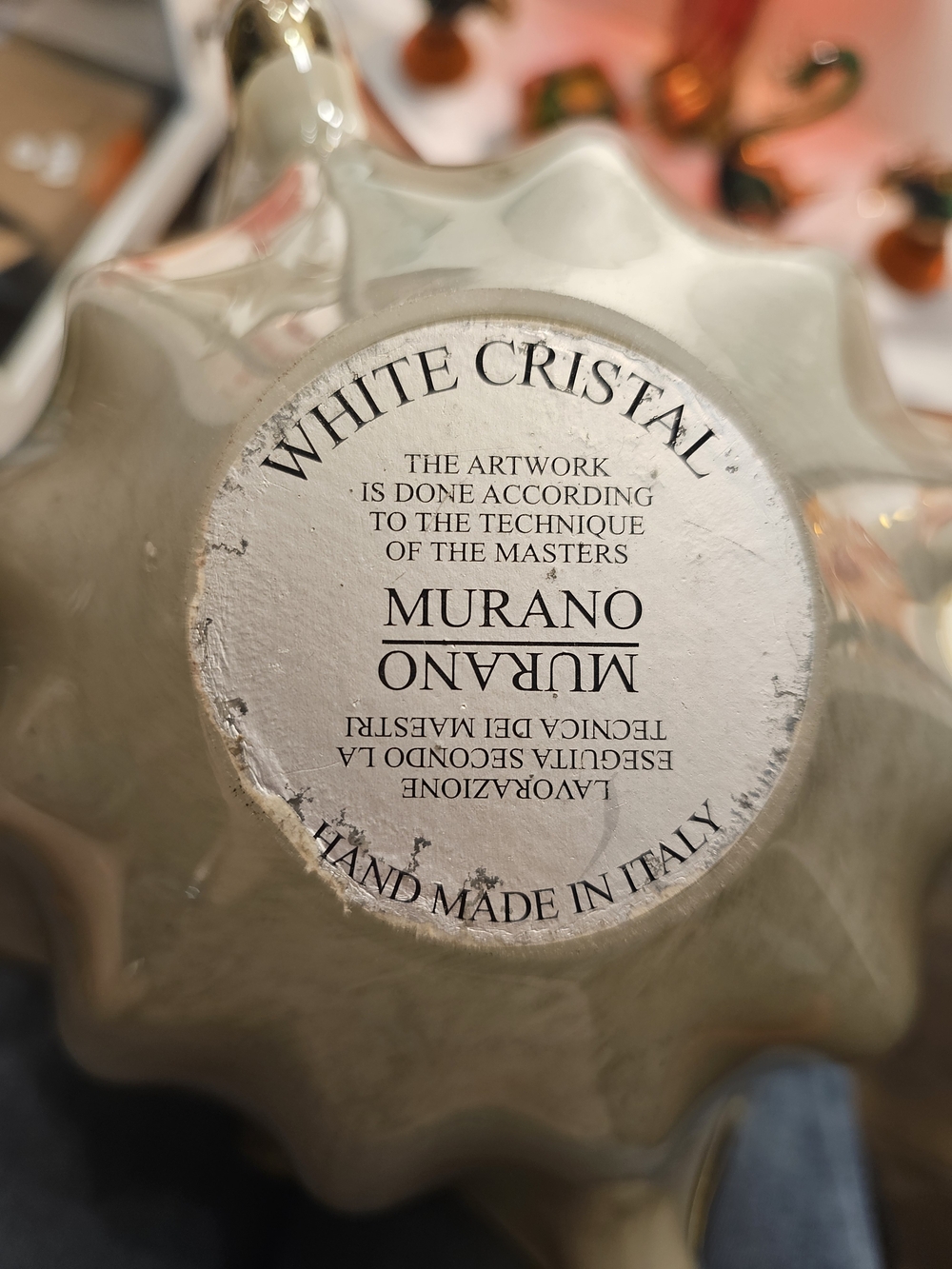 Murano "White Cristal" Decorative Vase - Handmade in Italy
